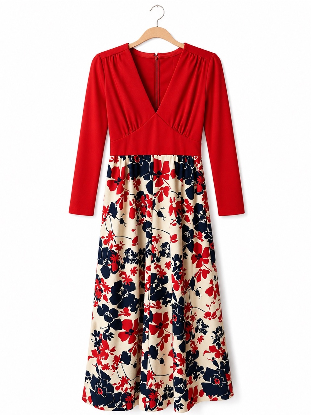 Vintage 60s/70s Handmade Red Floral Maxi Dress | Small